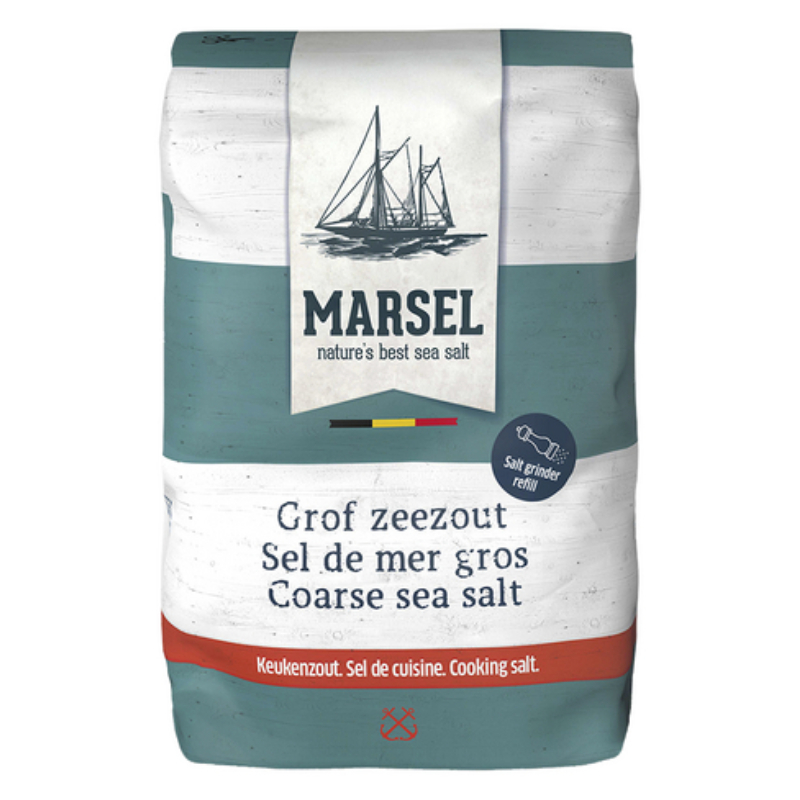 Marsel (มาร์เซล) เกลือทะเล เม็ดหยาบ 1 กิโลกรัม - Coarse Sea Salt 1kg Zoutman brand from Belgium