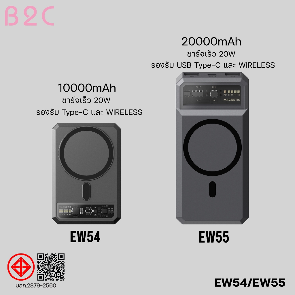 Orsen By Eloop รุ่น EW54 EW55 MagCharge Magnetic 10000mAh 20000mAh แบตสำรองไร้สาย PowerBank