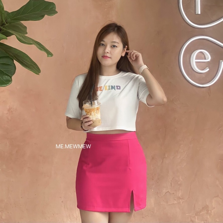 Hanako 2 กระโปรงทรงเอสั้น ผ่าหน้า มีทุกไซส์ ครบSize XS-5XL