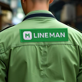 อาร์ม LINEMAN อาร์มติดเสื้อ สำหรับพนักงาน Rider รีดติดเสื้อ อาร์มตีนตุ๊กแก ปักแน่นเน้นคุณภาพคุ้มราคา