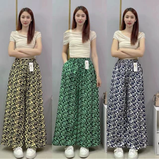 กางเกงขากระบอกใหญ่ผ้าใหม่อิตาลีมีกระเป๋าสองข้างNoH981รุ่นใหม่