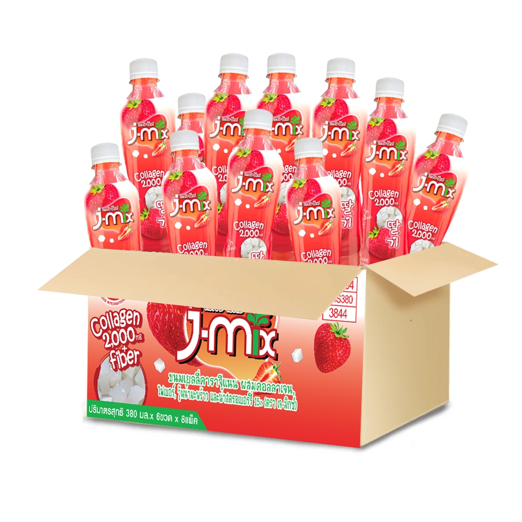 เจ-มิกซ์ J-mix น้ำผลไม้15% ผสมคอลลาเจน และวุ้นมะพร้าว (ยกลัง48ขวด x 380ml) กรุณาสั่ง1ลังต่อคำสั่งซื้