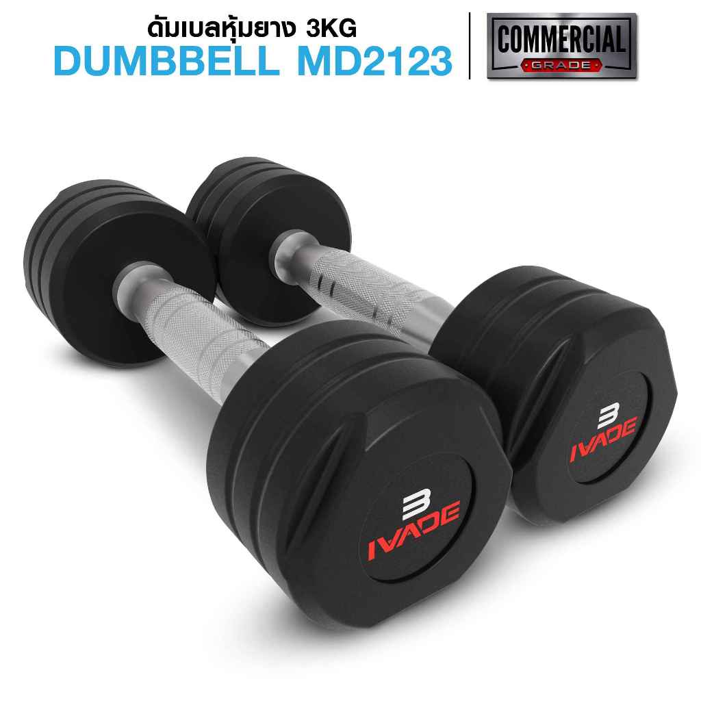 ดัมเบล STUDIO หุ้มยาง IVADE ขนาด 1 - 5KG x 2 ชิ้น (MD2123) - เครื่องออกกำลังกาย แบรนด์ IVADE รูปที่ 3