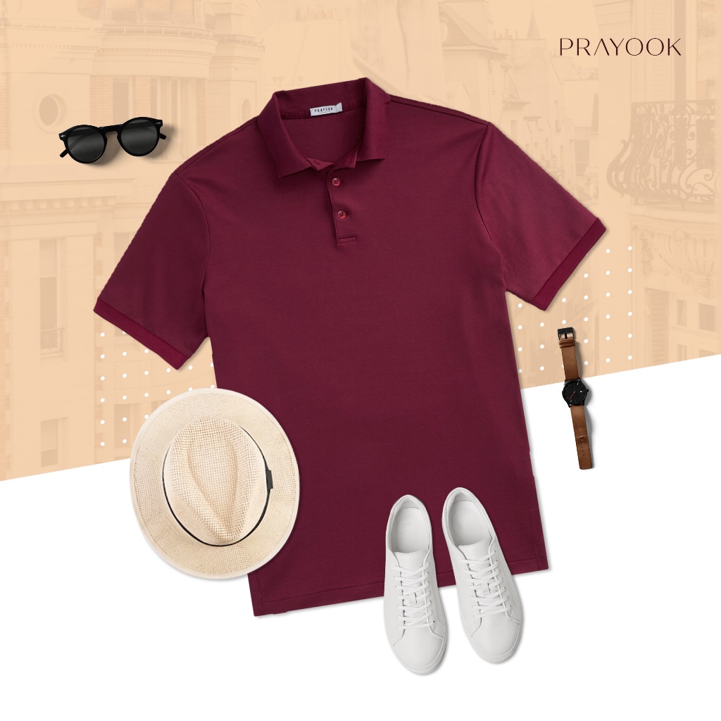 เสื้อโปโล สีแดงเลือดหมู BURGUNDY (BGD01) ทรงผู้ชาย