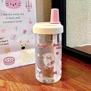 (ไม่มีหัวคิตตี้) แก้วน้ำ วัสดุTritan แก้วพกพา คิตตี้น่ารัก ขนาด 450 ml แถมหลอด พร้อมส่ง