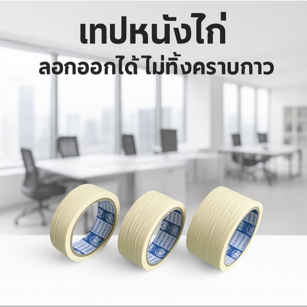 (ถูกกว่ายกแถว) เทปย่น กระดาษกาวย่น ฉีกได้ เทปหนังไก่  เทปเนื้อกระดาษ มีสารเคลือบกันซึม