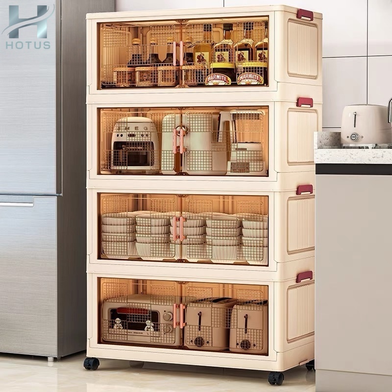 JIVARA 📦 ตู้พับล้อเลื่อน 4-6ชั้น ✨ ประตูแม็กเนติก+ล้อหมุนเงียบ 💦 กันน้ำ-ฝุ่น 🛏️ สำหรับห้องนอน-แต่งตั