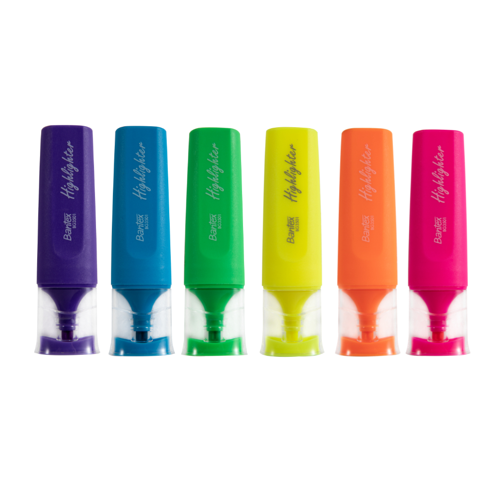 Bantex ปากกาไฮไลท์ ปากกาเน้นข้อความ นีออน ตัดเส้นชัด ใช้งานง่าย ฝาปิดป้องกันหมึก