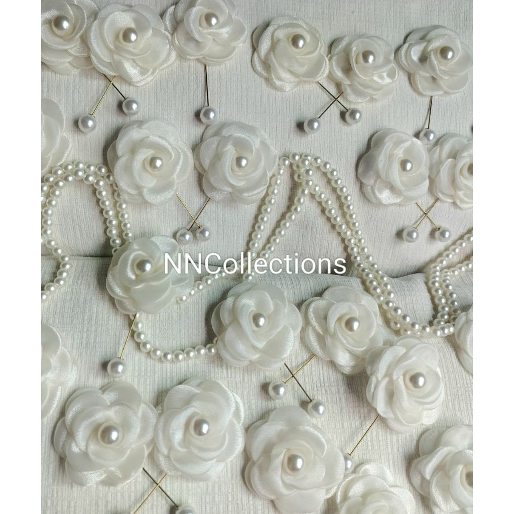 พร้อมส่ง! พินติดเสื้อ พินติดสูท พินกลัดเสื้อ ดอกผ้า ก้านพินสีเงิน