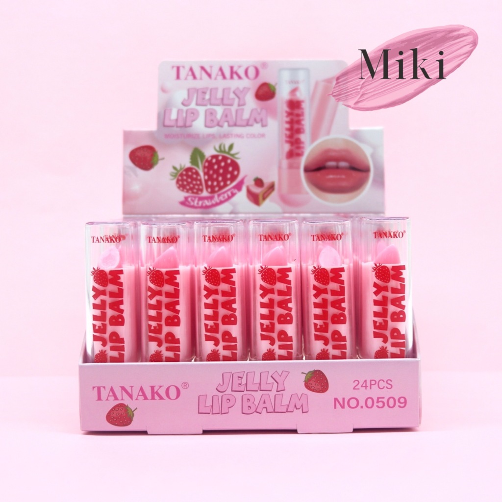 {24แท่ง} TANAKO Strawberry Jelly Lip Balm ลิปบาล์มมีสี บำรุงริมฝีปาก กลิ่นสตรอว์เบอร์รี่ no.0509