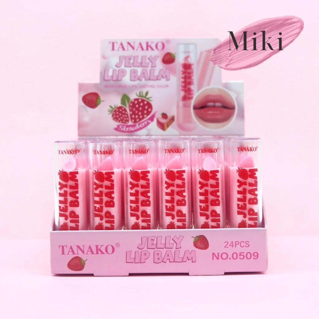 {24แท่ง} TANAKO Strawberry Jelly Lip Balm ลิปบาล์มมีสี บำรุงริมฝีปาก กลิ่นสตรอว์เบอร์รี่ no.0509