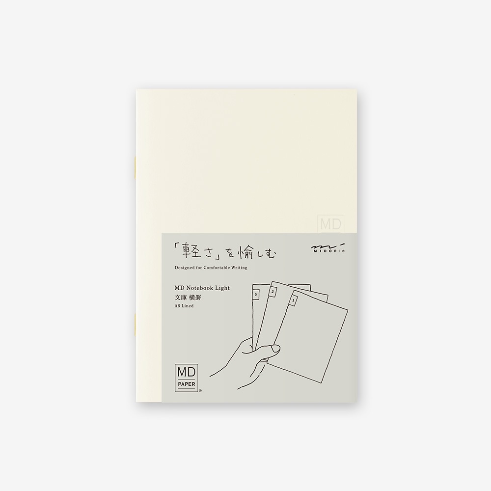 MIDORI MD Notebook Light <A6> Lined 3pcs Pack (D15207006) / สมุด MD ขนาด A6 รุ่นบาง แบบมีเส้น แพ็ค 3 เล่ม