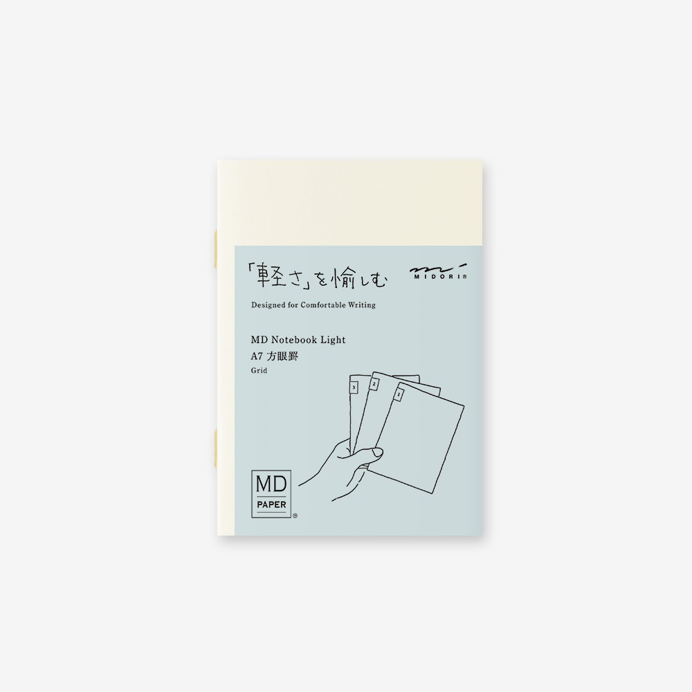 MIDORI MD Notebook Light <A7> Grid 3pcs Pack (D15283006) / สมุด MD ขนาด A7 รุ่นบาง แบบตาราง แพ็ค 3 เล่ม แบรนด์ MIDORI