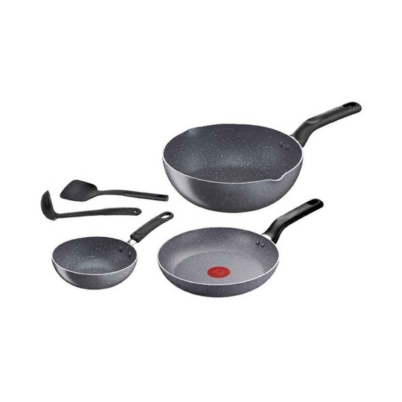Tefal CW ชุดกระทะ Natura 5 ชิ้น รุ่น B226S595 กระทะก้นลึก 28/16 ซม. กระทะแบน 24 ซม. พร้อมกระบวยและตะหลิว