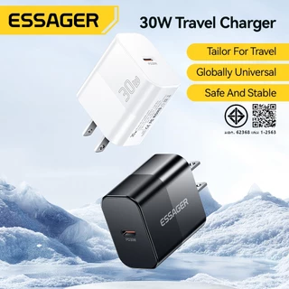 Essager 30W Type-c ที่ชาร์จแบบพกพา ปลั๊ก US/EU พร้อมชิปอัจฉริยะในตัว for Huawei Samsung ip