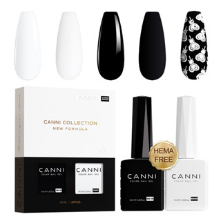 CANNI เซ็ทขาวดำ สีทาเล็บเจล Black white ยาทาเล็บเจล 9ml