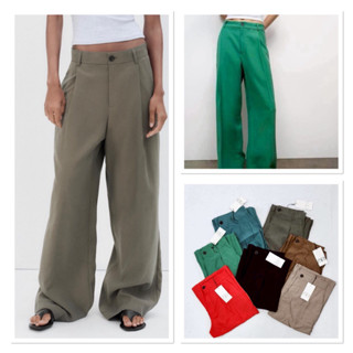 Zara กางเกงขากว้าง มีหลายสี ผ้าโมดอลผสมโพลีเอสเตอร์ งานชนช็อ…