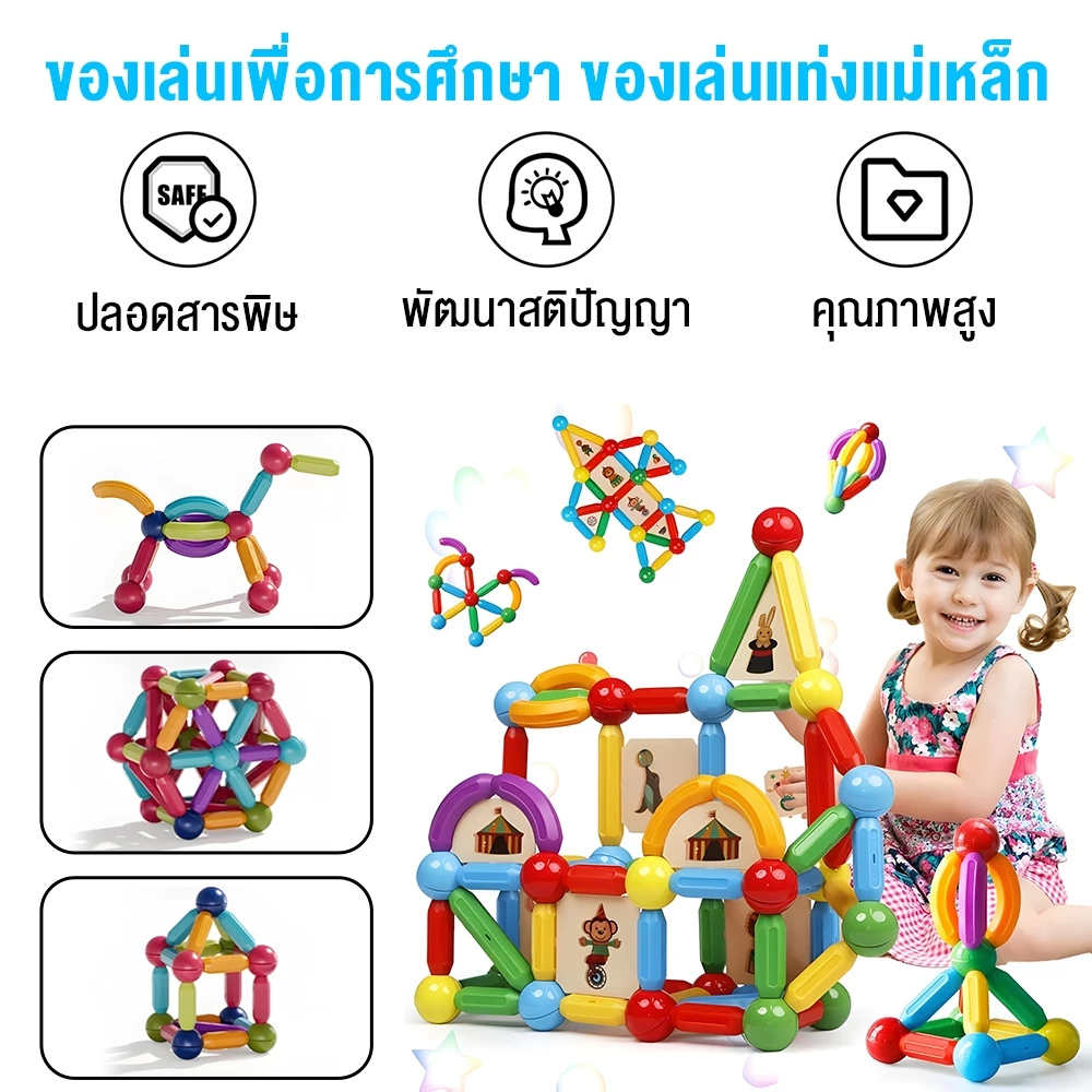 ตัวต่อแม่เหล็ก 3D แรงสูงสุด! ของเล่นเสริมพัฒนาการเด็ก ปลอดภัย สร้างจินตนาก