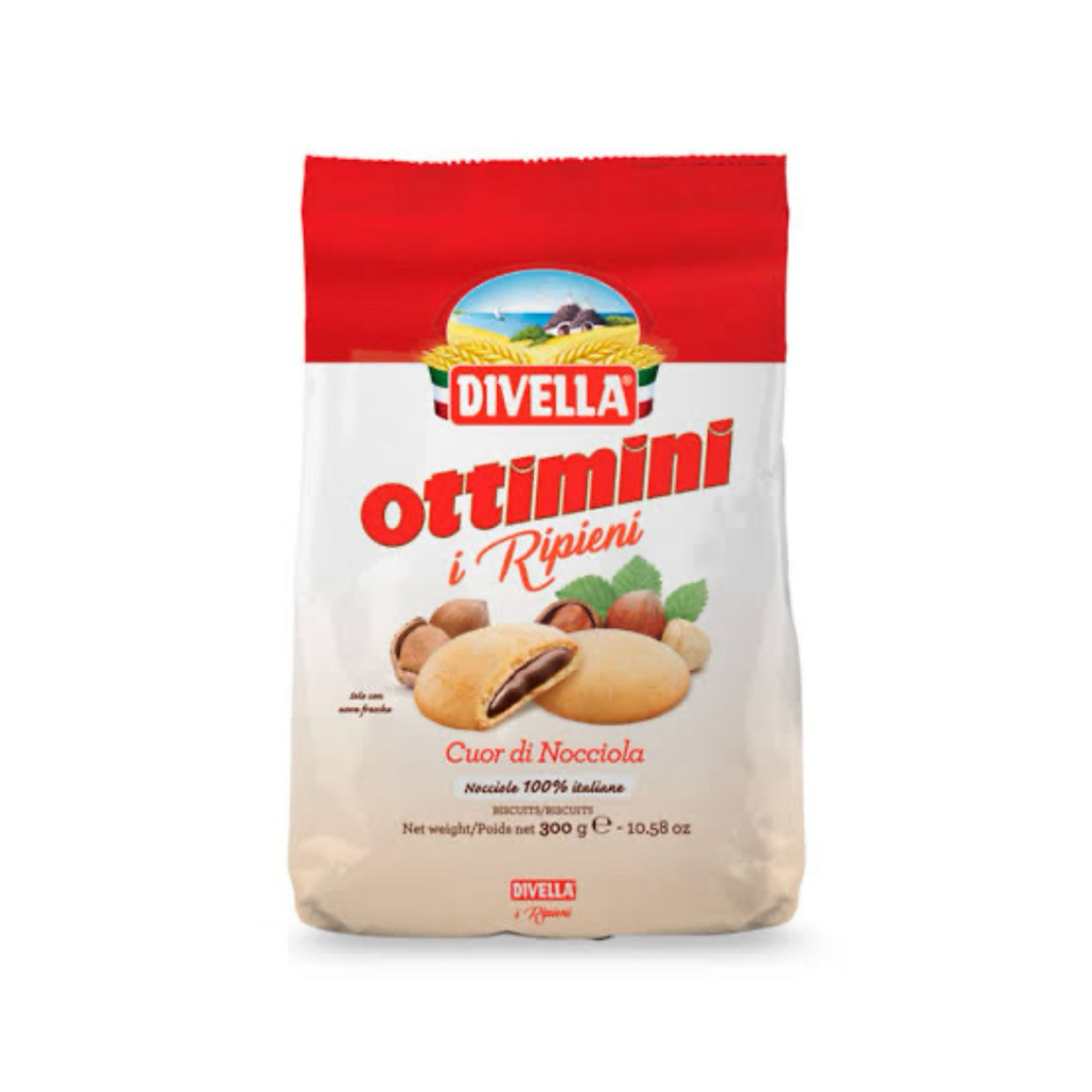 [พร้อมส่ง] Divella Ottimini “i ripieni” alle Nocciole 300g.