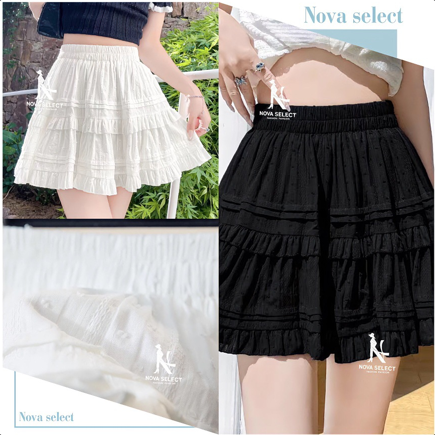 พร้อมส่ง กระโปรงสั้น เอวสูง ทรงขนมชั้น ดีเทลลายลูกไม้ น่ารักๆ (มีซับในกางเกง) ทรงสวย ผ้าลินิน ใส่สบายมาก
