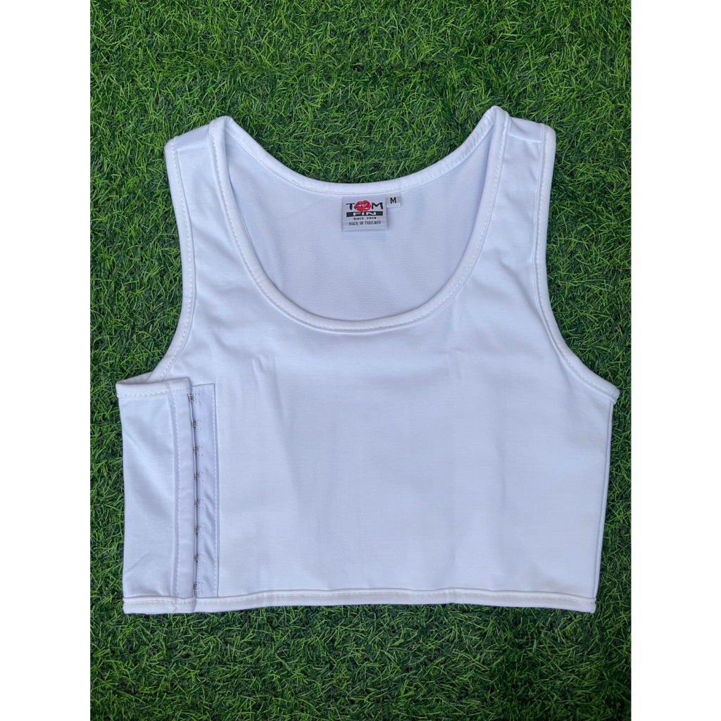 Size. XS-XXL - TOMFIN เสื้อกล้ามทอม ใส่สบาย อกแบนเรียบ รุ่นครึ่งตัว ไม่ปักโลโก้ - สีขาว-สีดำ