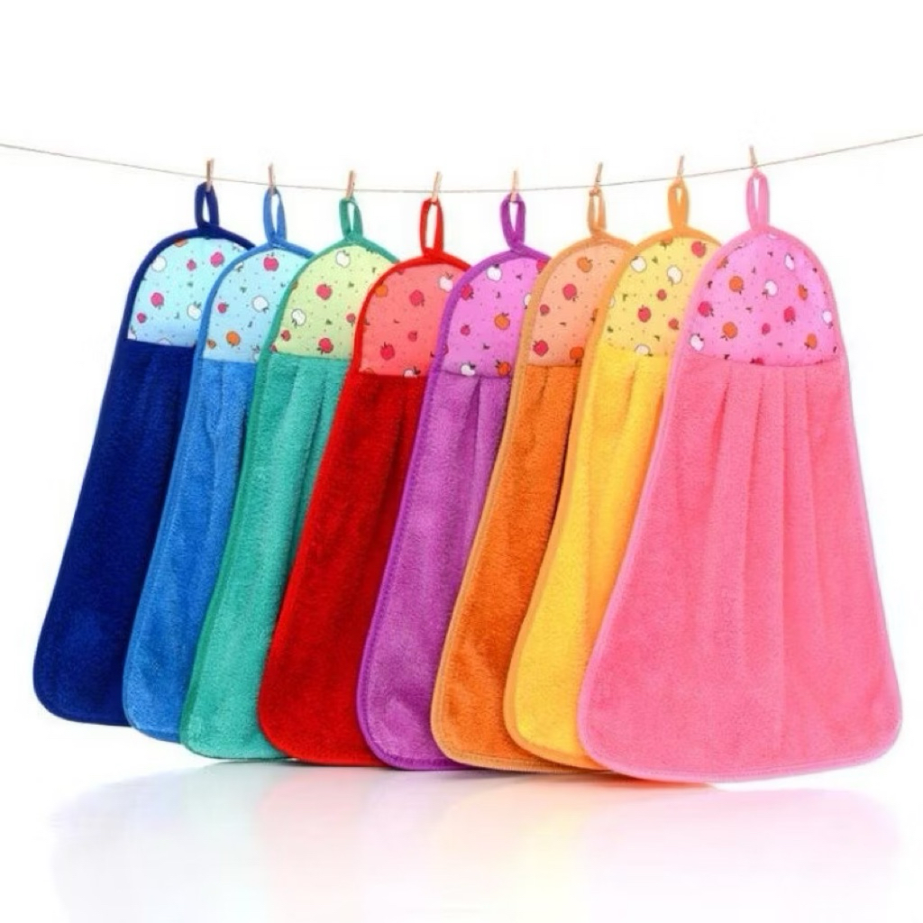 < ยกโหล 12 ผืน >ผ้าเช็ดมือนาโน ขนแน่น ซับน้ำได้ดี ผ้าแขวน สีสวยเนื้อหนา การันตีคุณภาพ