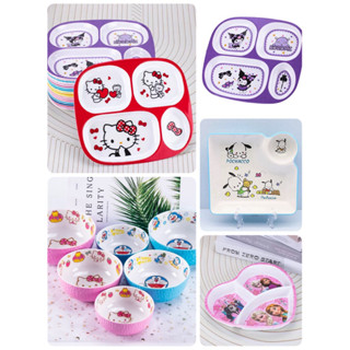2#ชุดถาดหลุม ถ้วยข้าว จาน และช้อนลายการ์ตูนน่ารักเหมาะสําหรั…