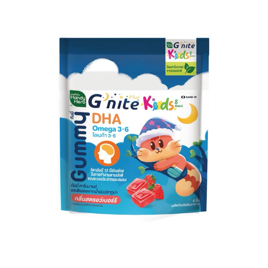 แฮนดี้เฮิร์บ จี-ไนท์ คีออส8 กัมมี่/ไฟเบอร์โฟลว์ คีออส8 6 ชิ้น Handy Herb G-nite Kids 8 Gummy/Fiber F