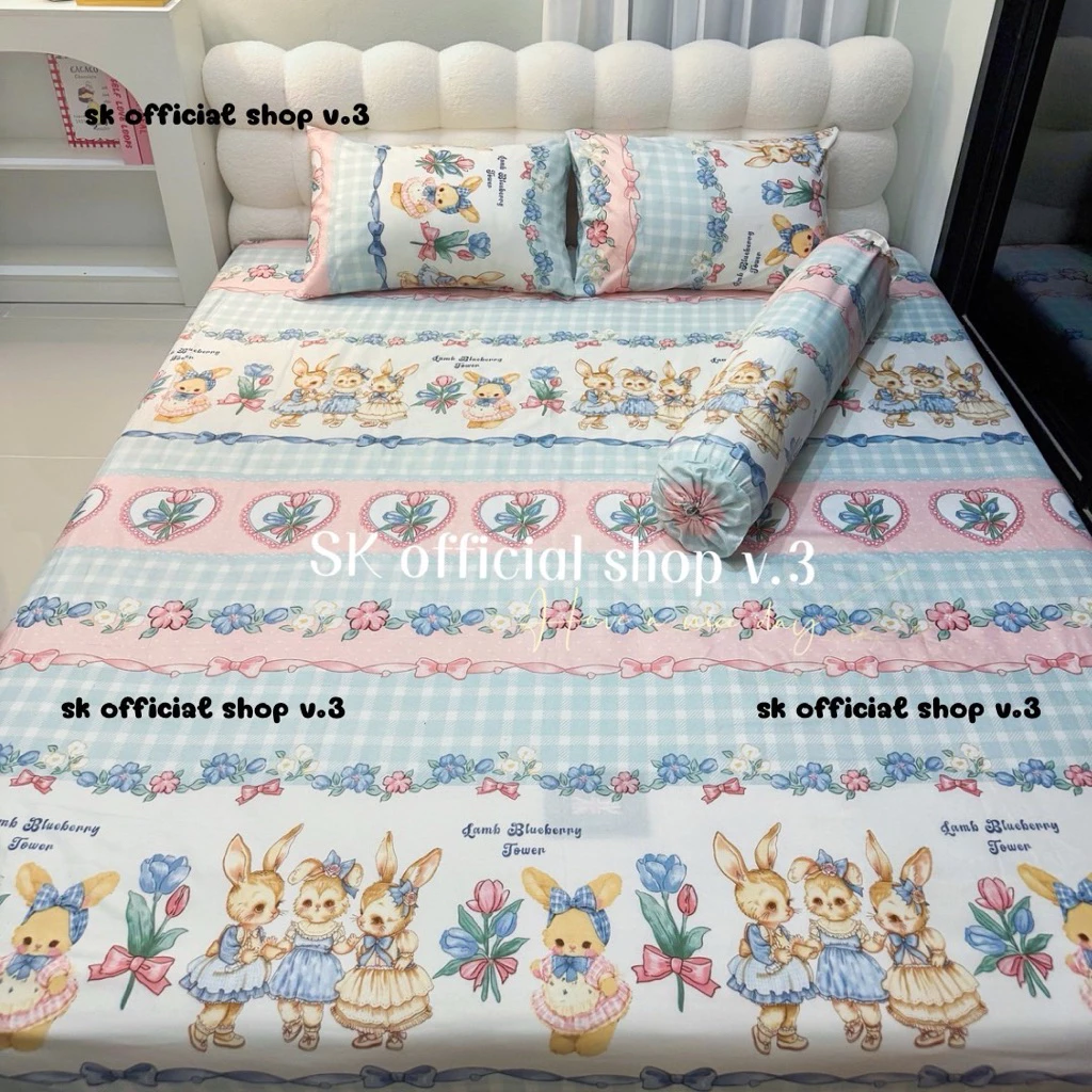 (จัดส่งทุกวัน) ชุดผ้าปูที่นอน ครบเซ็ท 4ชิ้น ผ้าคอตตอน เกรดพรีเมี่ยม ขนาด3.5 5 6ฟุต thumbnail 4