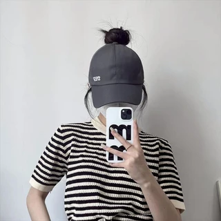 Vogue🌟พร้อมส่ง🌟 หมวกcaps ปักตัวหนังสือ สีพื้น ปีกหน้า สายปรับด้านหลัง (MK-7)