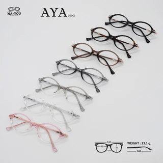 แว่นตาสายตายาวเลนส์โปรเกรสซีฟ รุ่น AYA '' อาญ่า " 98001 เลนส์มองใกล้ กลาง ไกล เลนส์ออกแดดเปลี่ยนสีเทาดำ