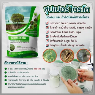 ไตรโคเดอร์มา ซุปเปอร์ไตรโค ไตรโคเดอร์มาผง (500 กรัม) ชีวภัณฑ์ ป้องกันและกำจัดเชื้อราโรคพืช รากเน่า โคนเน่า ปลอดภัย100%