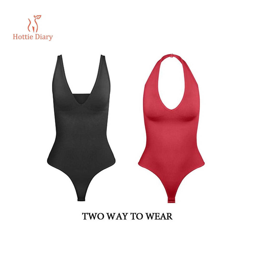 [Hottie Diary] บอดี้สูทแบบมีสายคาดไหล่แบบถอดได้สำหรับผู้หญิง 2 แบบไร้รอยต่อ ทรงเข้ารูปทั้งตัว