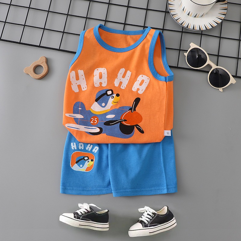 ชุดเสื้อแขนกุดเด็ก ชุดเสื้อกล้ามเด็ก ผ้านิ่ม ระบายอากาศดี สำหรับเด็กผู้ชายและเด็กหญิง #13000 - รูปที่ 2