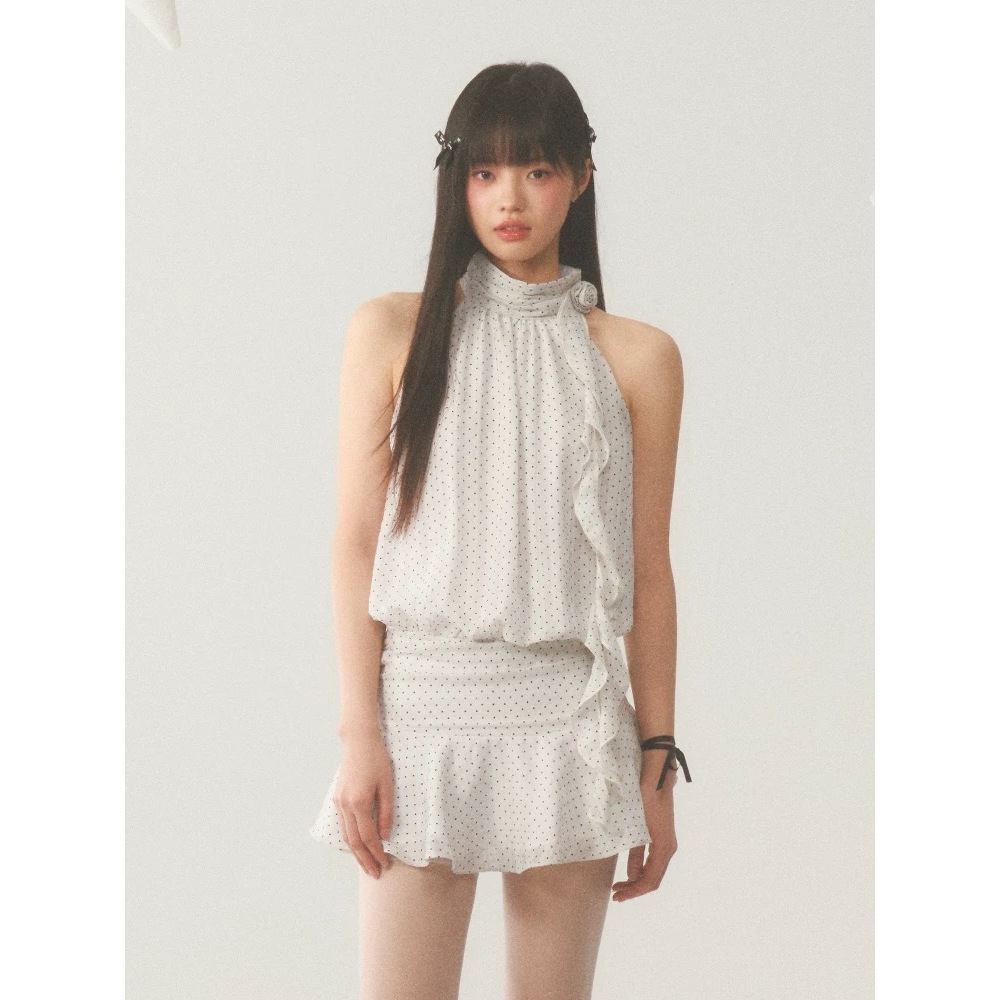(พร้อมส่ง) Weekendhub Polka Dot Halter Neck Mini Dress เดรสคล้องคอ ของแท้จากช็อป
