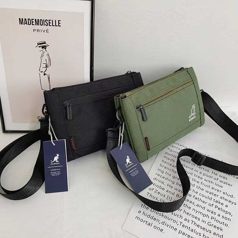 (A203) กระเป่าสะพายข้าง ผ้าแคนวาส เรียบๆ