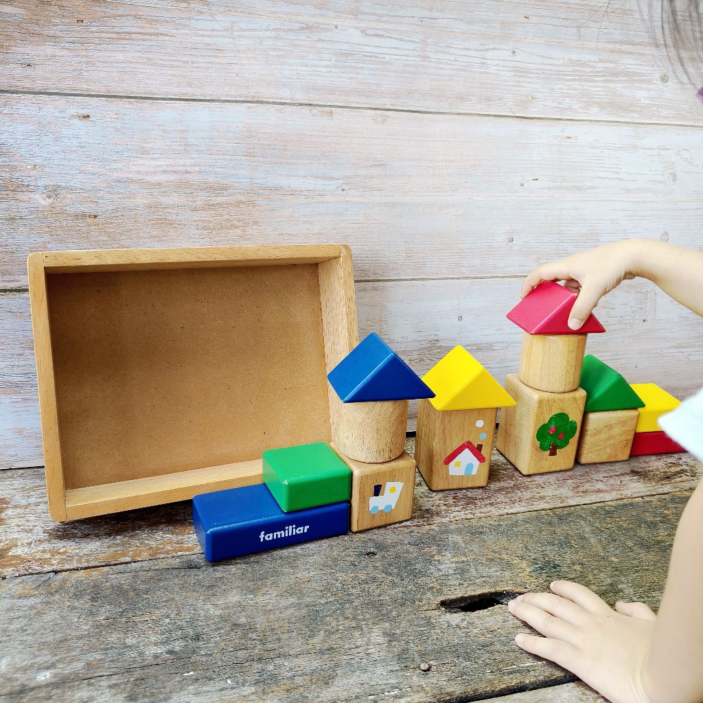 ✏️ของเล่นมือสอง🟢 ชุดบล็อกไม้สำหรับเด็ก แบรนด์ Familiar : First Block บล็อกไม้มีเสียง  Sound Block
