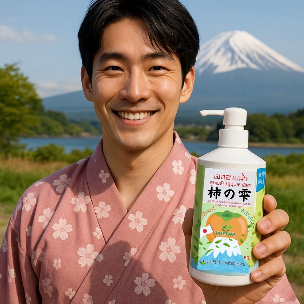 🇯🇵 เจลอาบน้ำ  "ลูกพลับญี่ปุ่นชาเขียว" ดับกลิ่นแก่‼️ กลิ่นตัว‼️ 500ml.✅️อ่อนโยน