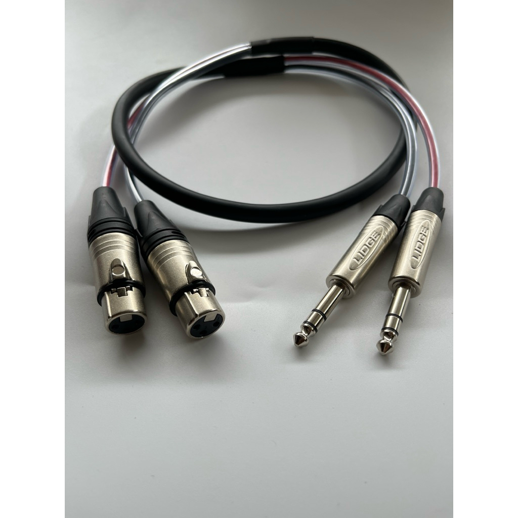 สายtrs L/R -xlrเมีย L/R ทำจากสายมัลติค์2คอร์ของDynacomหัวของLidgeทั้งชุด