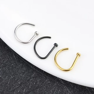 ห่วงจมูก ไม่ต้องเจาะ Nose Ring Without Hole D-Shaped Nose Ring Vacuum Plating - 1 ชิ้น