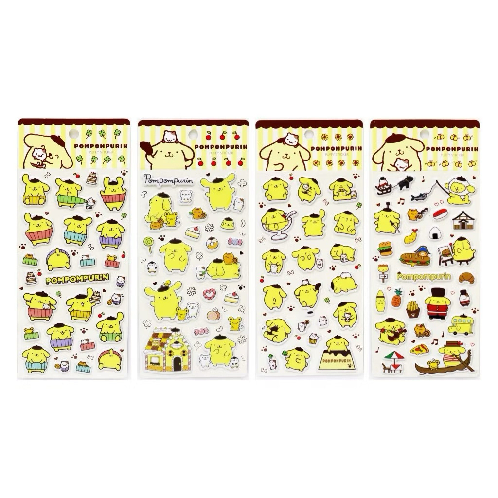 (พร้อมส่ง!) สติกเกอร์นูน Pompompurin ลิขสิทธิ์แท้ 💛 เซ็ต 4 แผ่น ลายไม่ซ้ำ