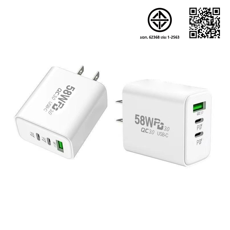 หัวชาร์จ PD 58W ที่ชาร์จ USB C Fast Charger อะแดปเตอร์ สำหรับ สําหรับ i15 14 13 12 Micro USB TYPE-C