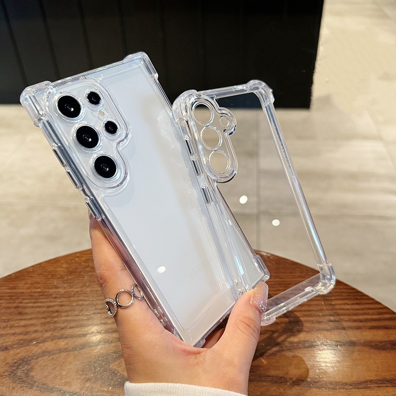 เคสใสสำหรับ Samsung A55 A56 A16 A36 A26 A05S A54 A35 A25 A22 A15 A05 A54 A50 A50S S25 S24 Ultra FE เคสโทรศัพท์มือถือป้อ