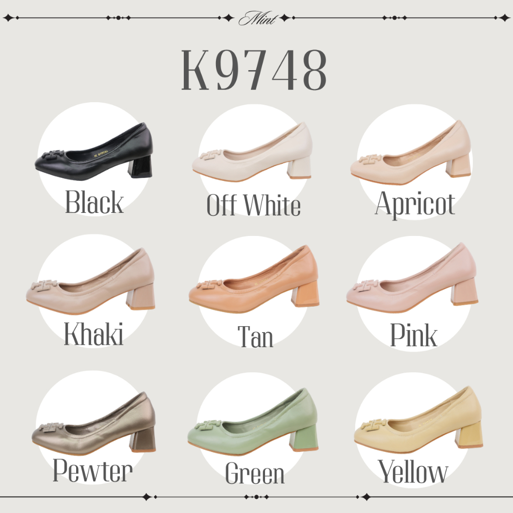 สินค้าพร้อมส่ง รหัสสินค้า K9748 รองเท้าคัทชูหัวตัด ส้นก้อน 1.6 นิ้ว