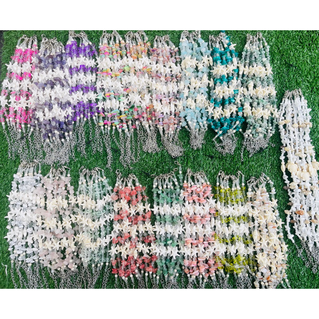ข้อมือข้อเท้าปลาดาวหินเทอควอยสีขาวขายส่งแพ็ค1โหล