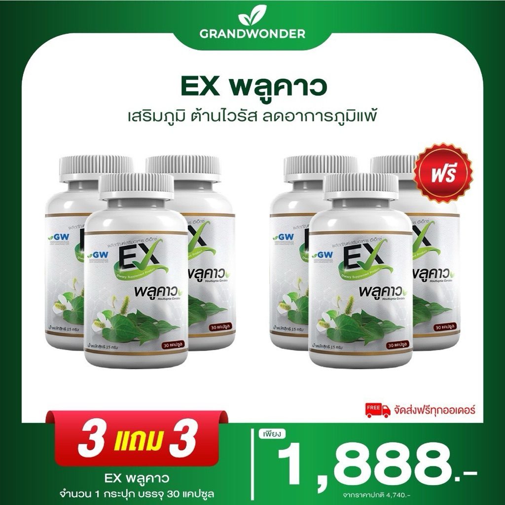 ส่งฟรี [ 3 แถม 3 ] AWL EX พลูคาว เสริมภูมิคุ้มกัน ต้านอนุมูลอิสระ ภูมิแพ้  ไอ เจ็บคอ ต้านเชื้อไวรัส