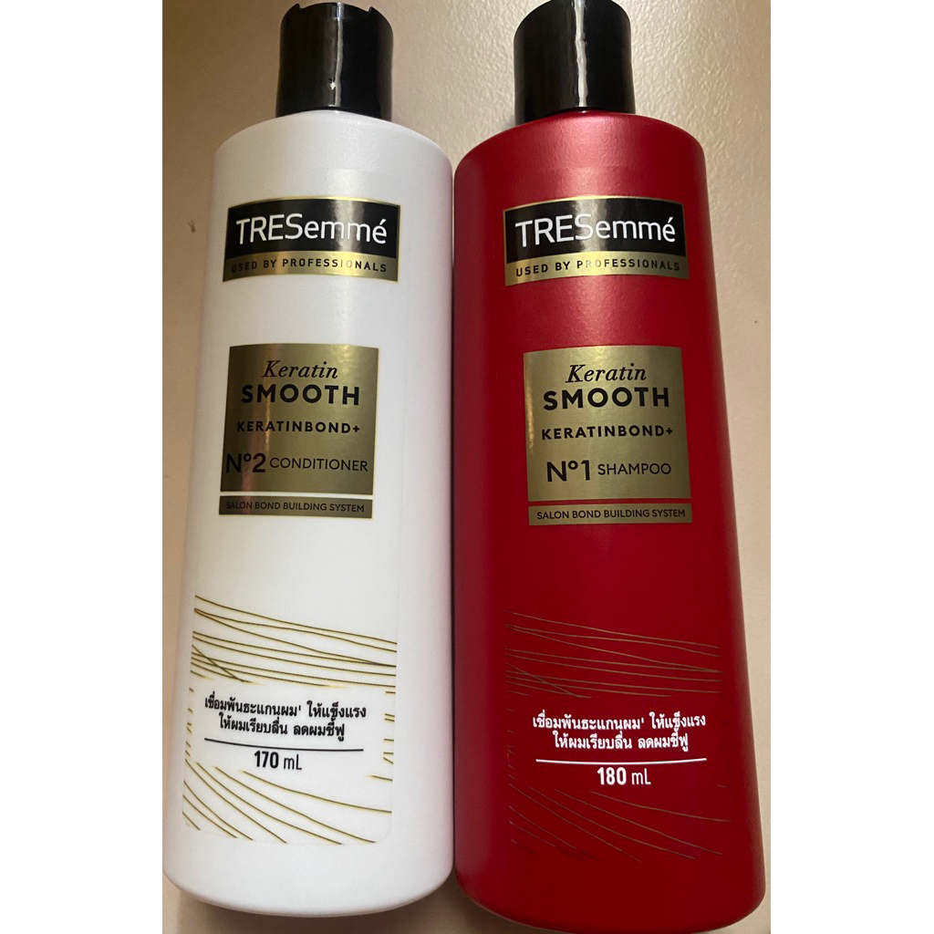 ** เทรซาเม่ เคราตินสมูท แชมพู (สีแดง) 180 มล. / ครีมนวด (ขาว) 170 มล. TRESemme