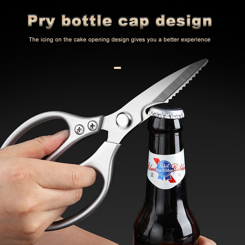 กรรไกรสแตนเลส SK5 กรรไกรตัดเนื้อตัดอาหาร กรรไกรครัว อุปกรณ์ทำอาหาร Kitchen ใช้สำหรับตัดอาหาร ตัดกระดูก และ ปลา ใช้งานได้ - รูปที่ 3