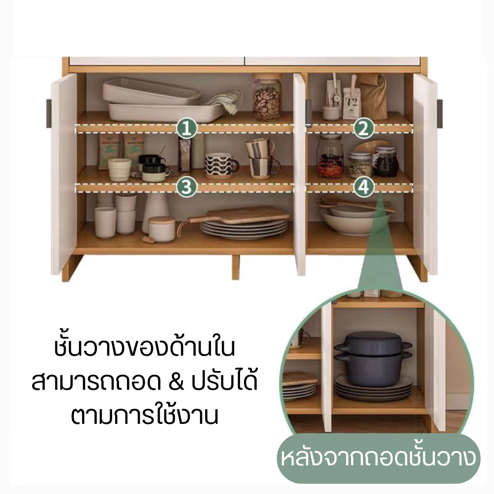 ตู้เก็บของในครัว วางไมโครเวฟได้ ไม้ MDF สไตล์มินิมอล thumbnail 7
