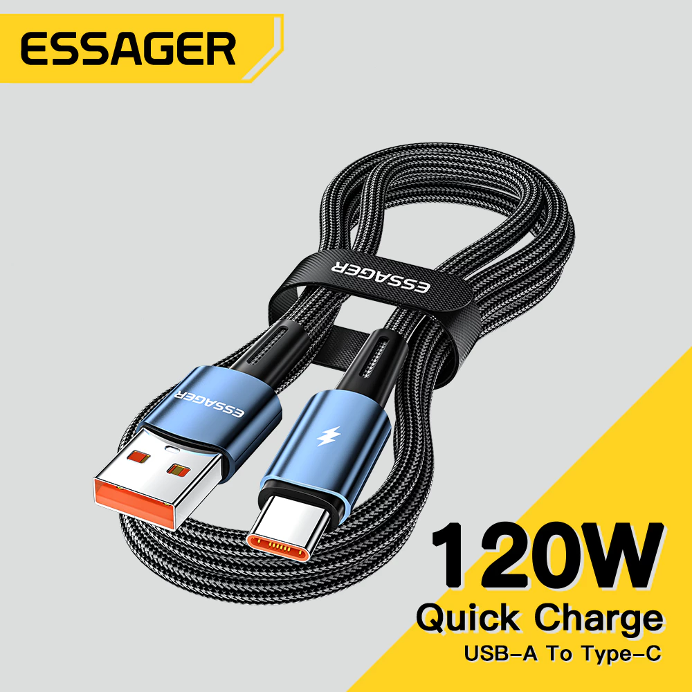 Essager สายเคเบิล USB ถึง Type C 120W 6A ชาร์จเร็ว สายเคเบิล A ถึง C สำหรับ Xiaomi